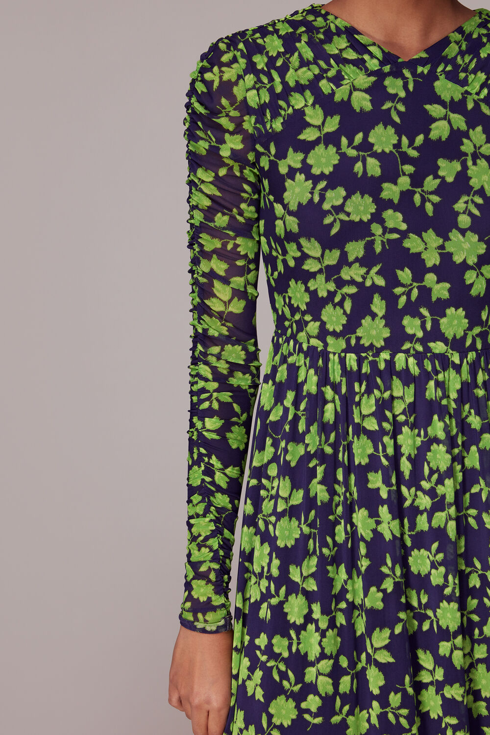 Linear Floral Mesh Dress